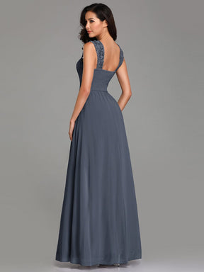 Custom Size Elegant A Line Long Chiffon Bridesmaid Dress With Lace Bodice