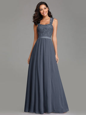 Custom Size Elegant A Line Long Chiffon Bridesmaid Dress With Lace Bodice
