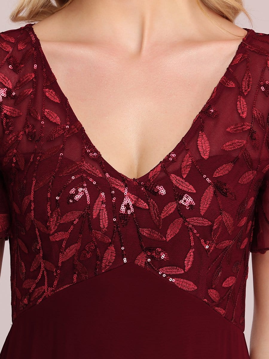 Sequin Print Evening Dresses for Women with Sleeves