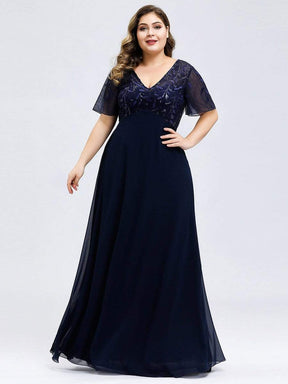Custom Size Sequin Chiffon Evening Dresses with Sleeves