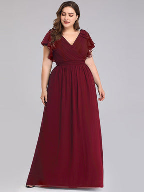 Custom Size Elegant Pleated Ruffles Sleeves Chiffon Evening Dress