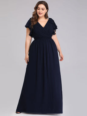Custom Size Elegant Pleated Ruffles Sleeves Chiffon Evening Dress