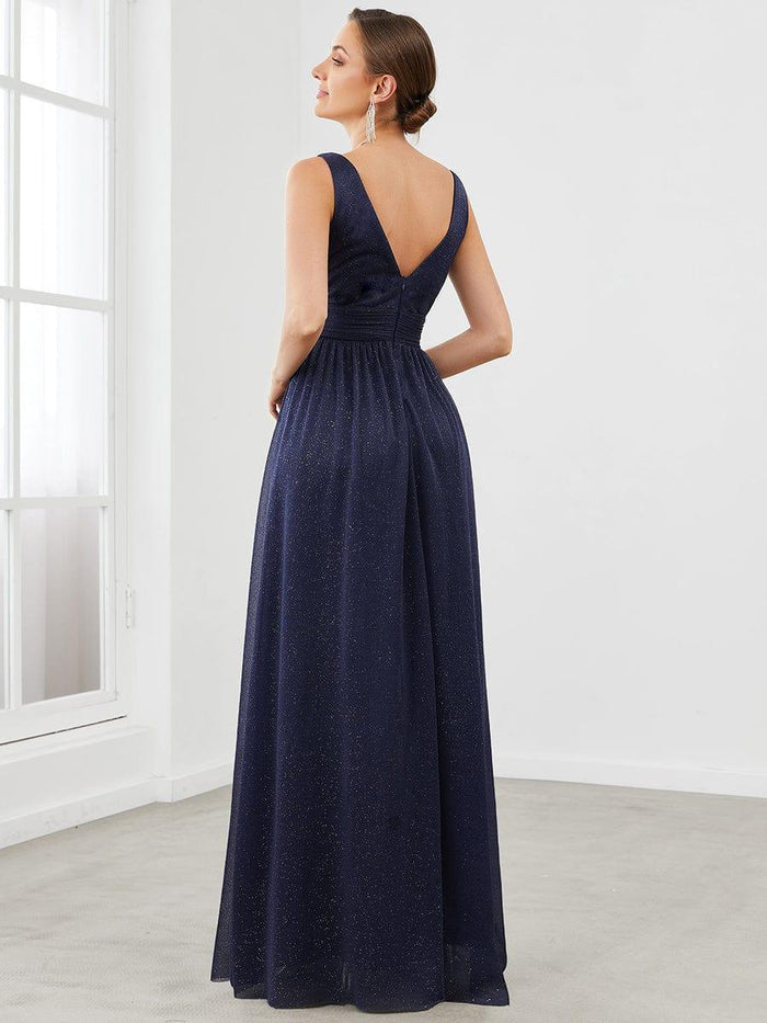 V Neck Sequ Floor Length Evening Dress Elegant Split Cocktail Party Party Dress