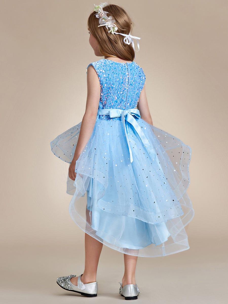 Hi Low Flower Girl Dresses with Sequins  Flower girl dresses tulle, Flower  girl, Beautiful flower girl dresses