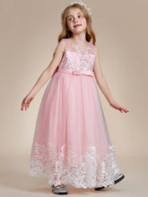 Gorgeous Applique Princess Dress for Flower Girl with Bowknot #color_Pink