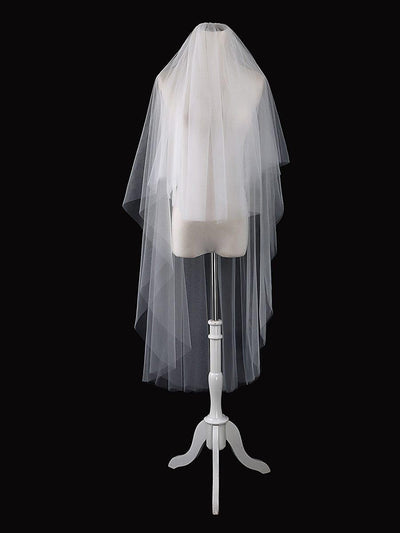 Simple Multi-Tier Tulle Cathedral Bridal Veil #color_Cream
