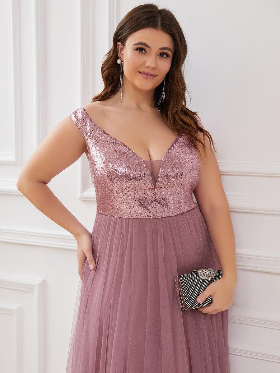 Plus Size Long Sequin Special Occasion Dresses #color_Purple Orchid