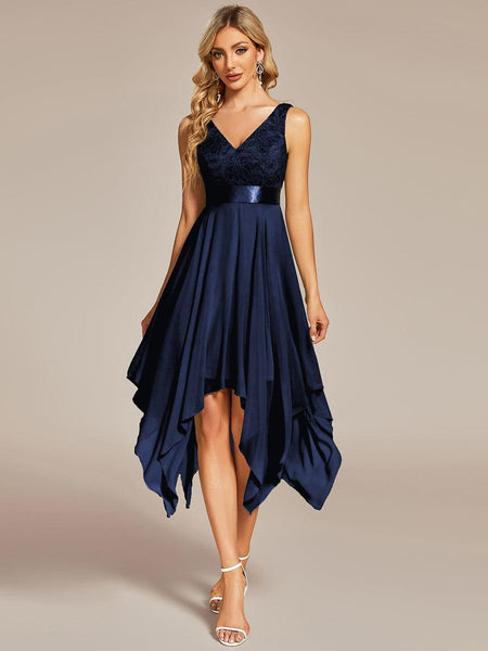 pink fluffy bridesmaid dresses A-line Halter One Shoulder V-Neck Chiffon Bridesmaid Dress-ZS258  Bridal  Glee
