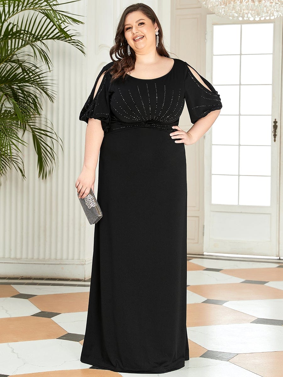 Simple Plus Size Bodycon Maxi Mermaid Formal Evening Dress #color_Black 