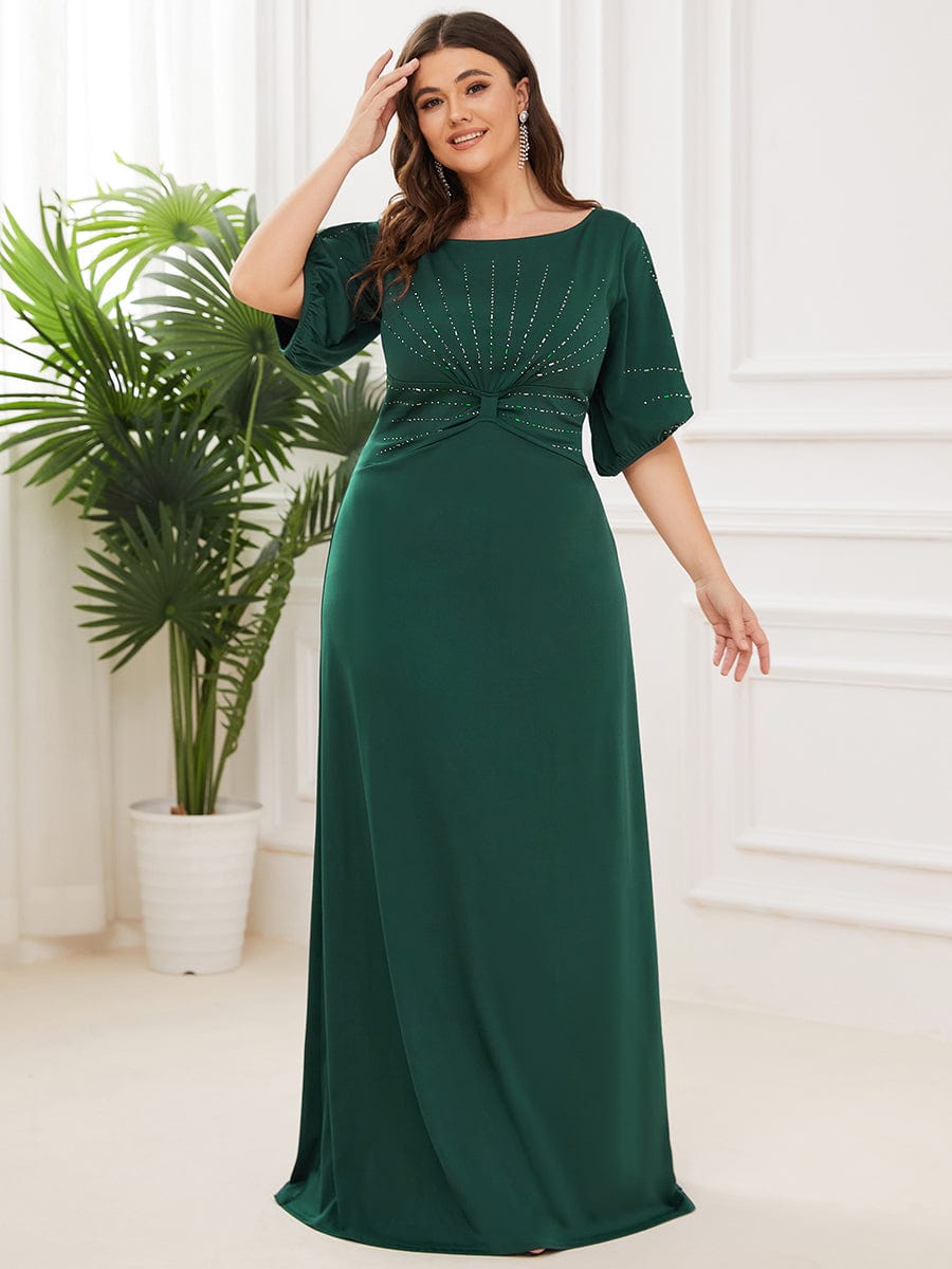 Simple Plus Size Bodycon Maxi Mermaid Formal Evening Dress #color_Dark Green