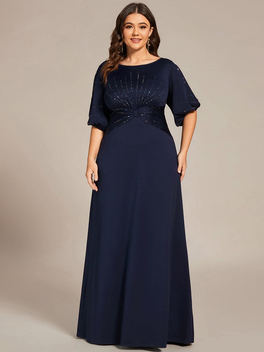 Custom Size Simple Bodycon Maxi Mermaid Formal Evening Dress #color_Navy Blue