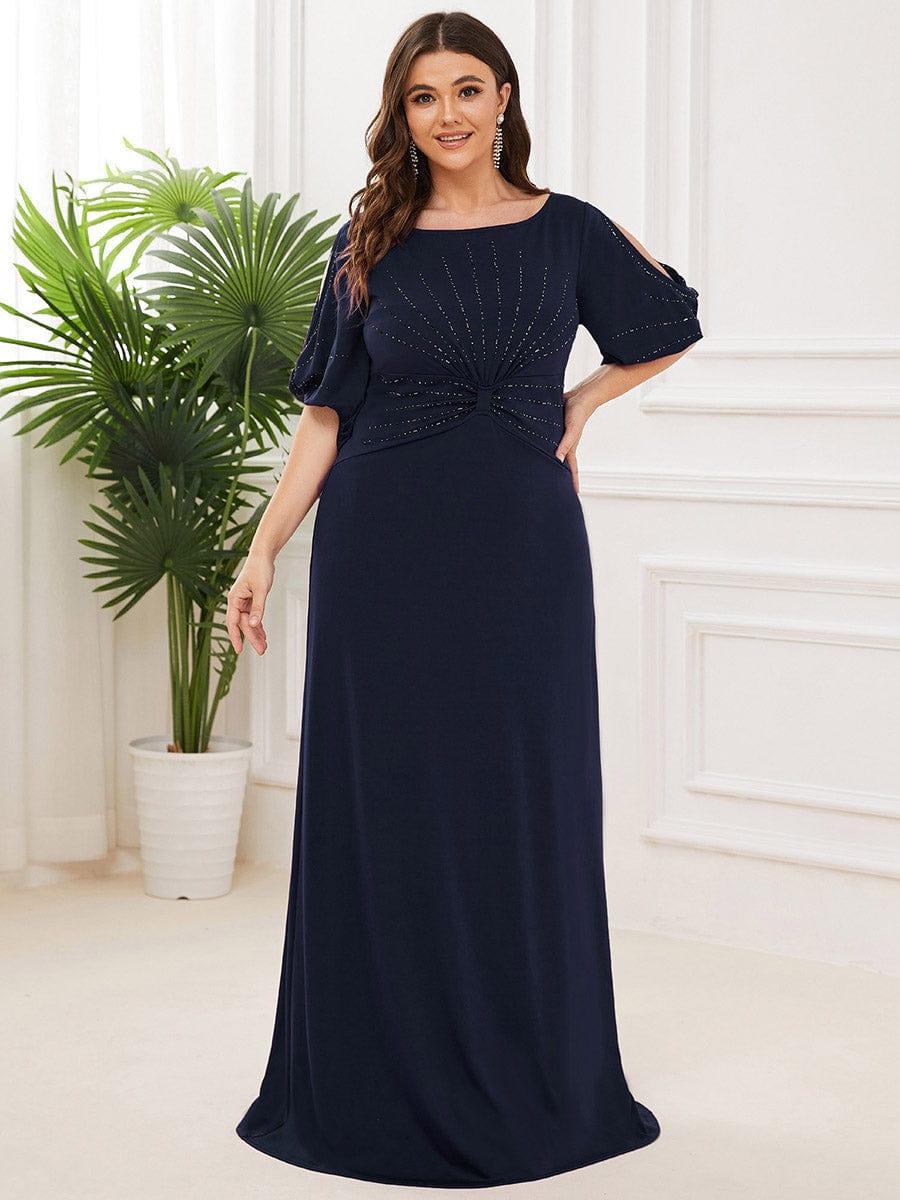 Plus Size Round Neck Long Wedding Guest Dress Ever-Pretty US