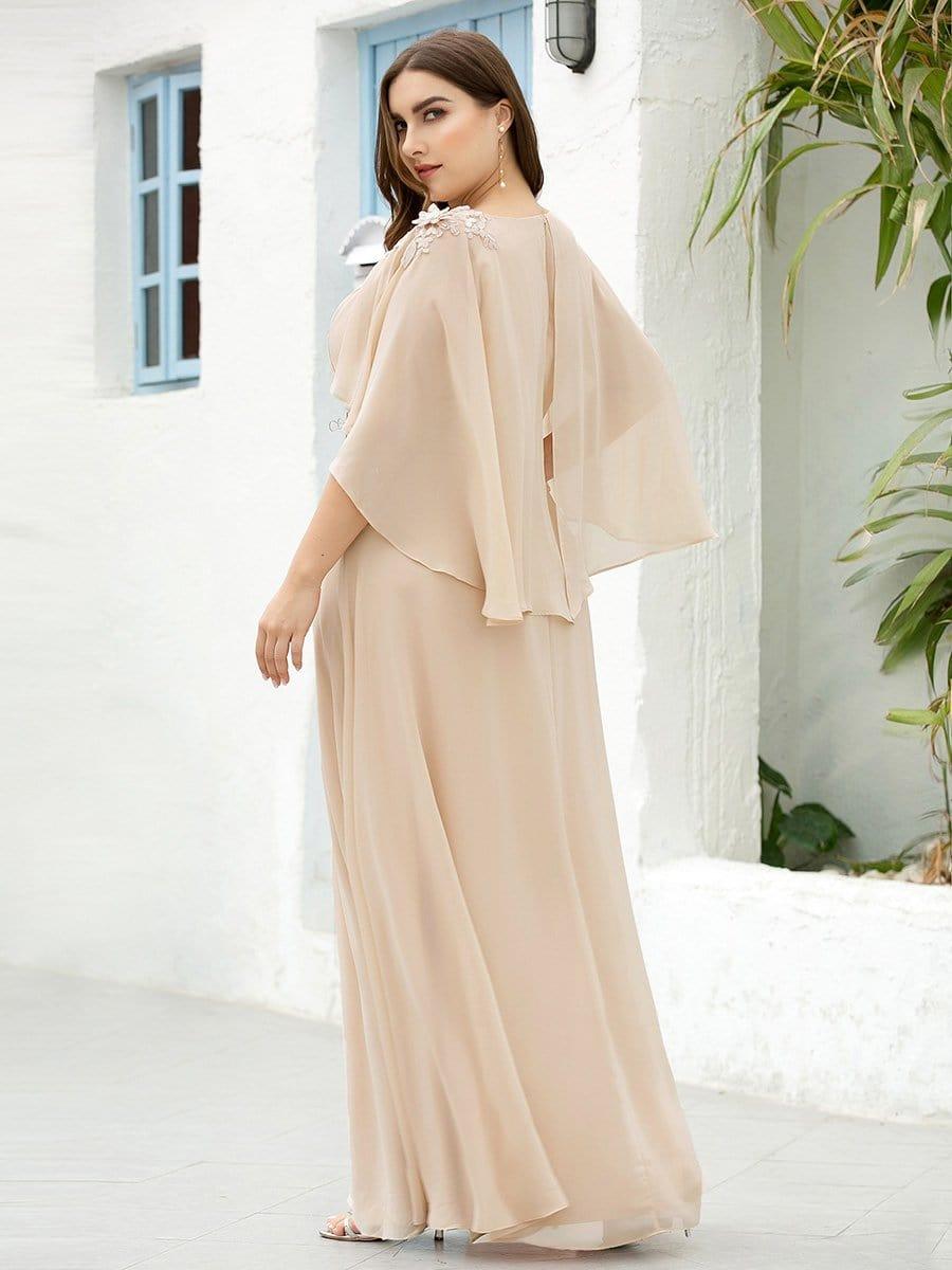 Elegant V Neck Flowy Chiffon Bridesmaid Dresses with Wraps #color_Blush 