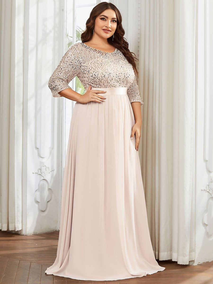 Women's Long Tulle & Sequin Evening Dresses for Mother of the Bride #color_Blush