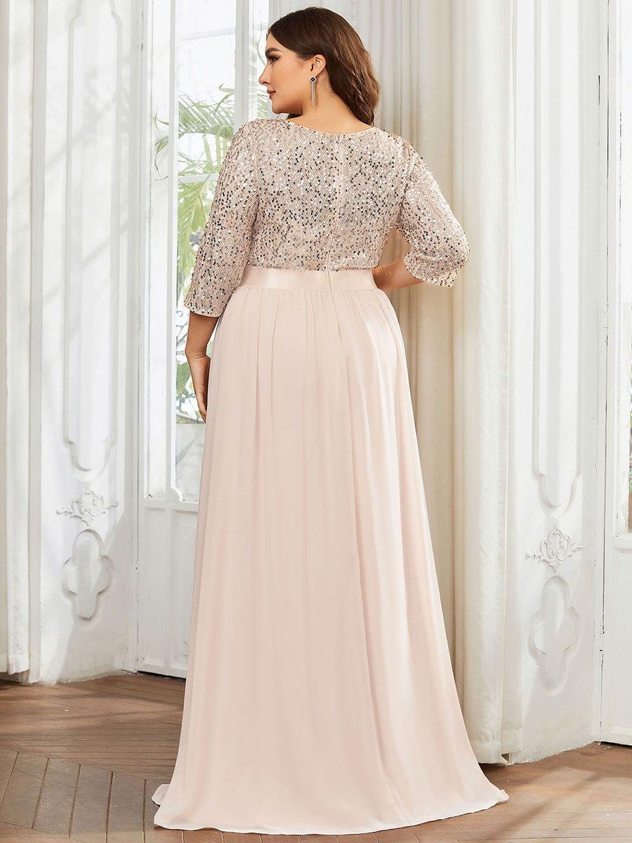Women's Long Tulle & Sequin Evening Dresses for Mother of the Bride #color_Blush