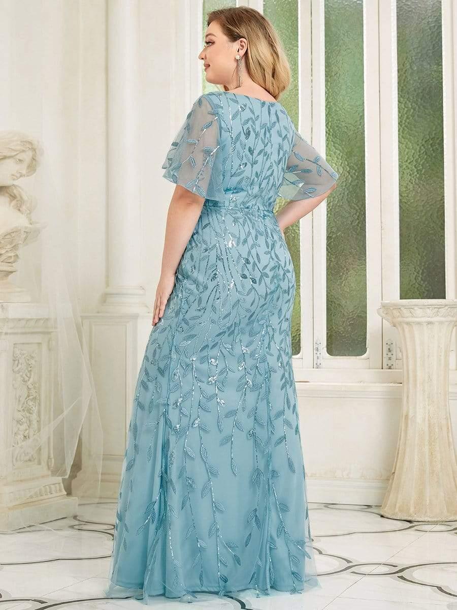 Plus Size Long Mermaid Formal Dresses for Weddings #color_Light Teal