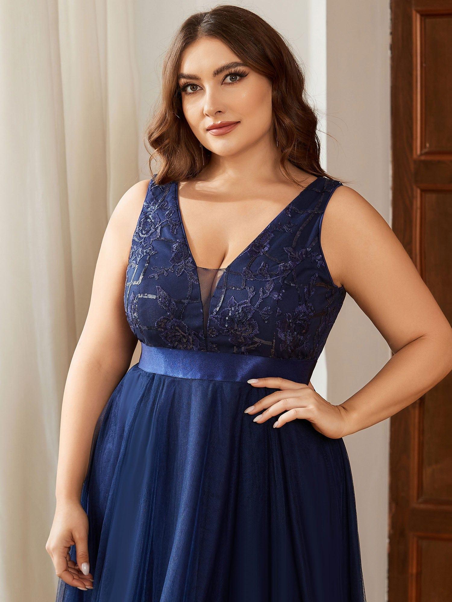 Deep v neck plus size sales dress