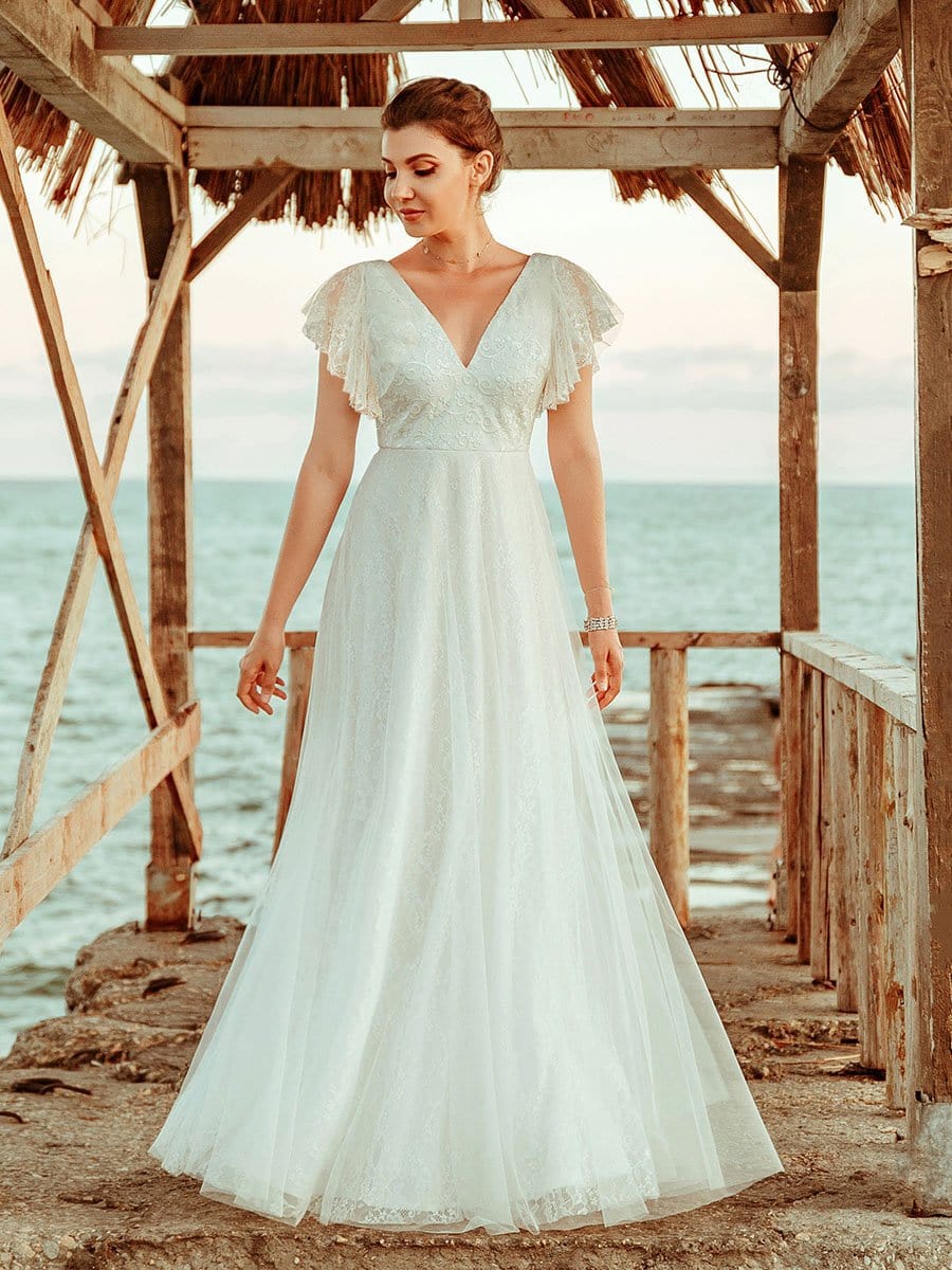 Casual Beach Elopement Dress Outdoor Backyard Wedding Dress 