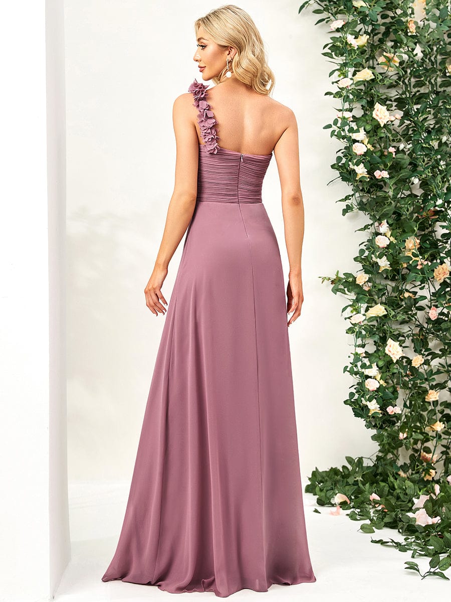 Chiffon One Shoulder Maxi Long Bridesmaid Dresses for Women #color_Purple Orchid