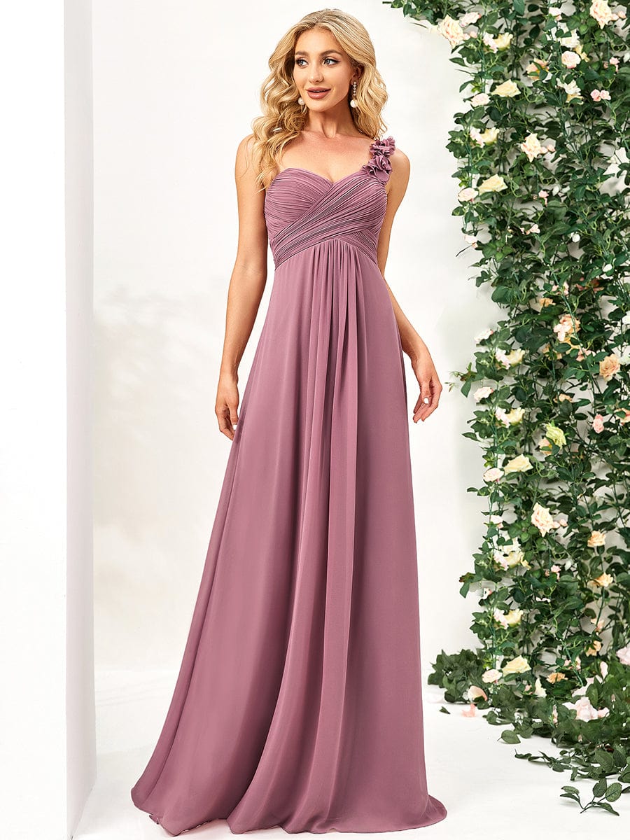 One Shoulder Pleated Top Long Bridesmaid Dress - Ever-Pretty US