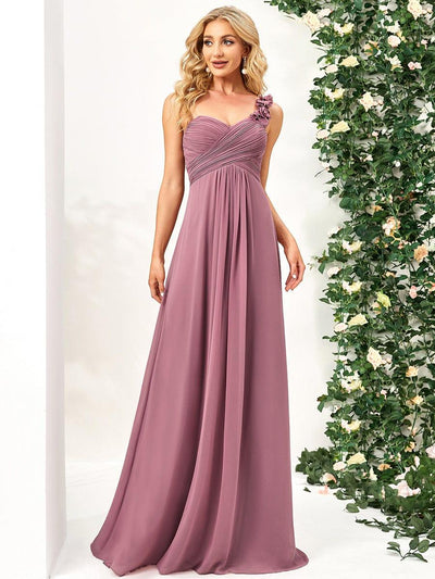 orchid color bridesmaid dresses A-Line V-Neck Spaghetti Straps Ruched Chiffon Bridesmaid Dresses With Slit and a flattering sheath/column silhouette Orchid satin magic for