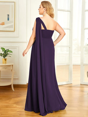 Plus Size Chiffon One Shoulder Formal Evening Dresses for Women