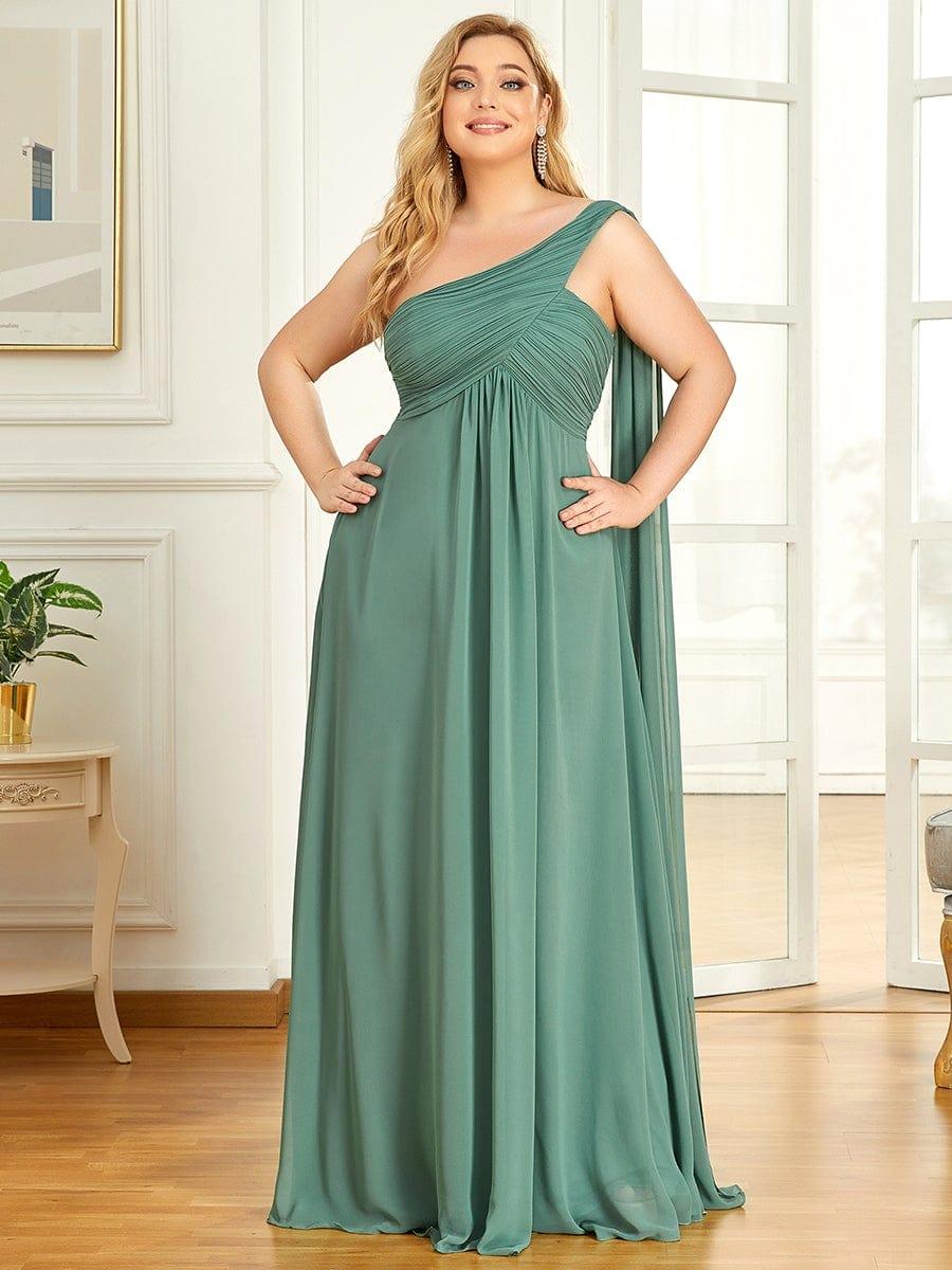 Formal Evening Dresses for Weddings Plus Size One Shoulder Floor