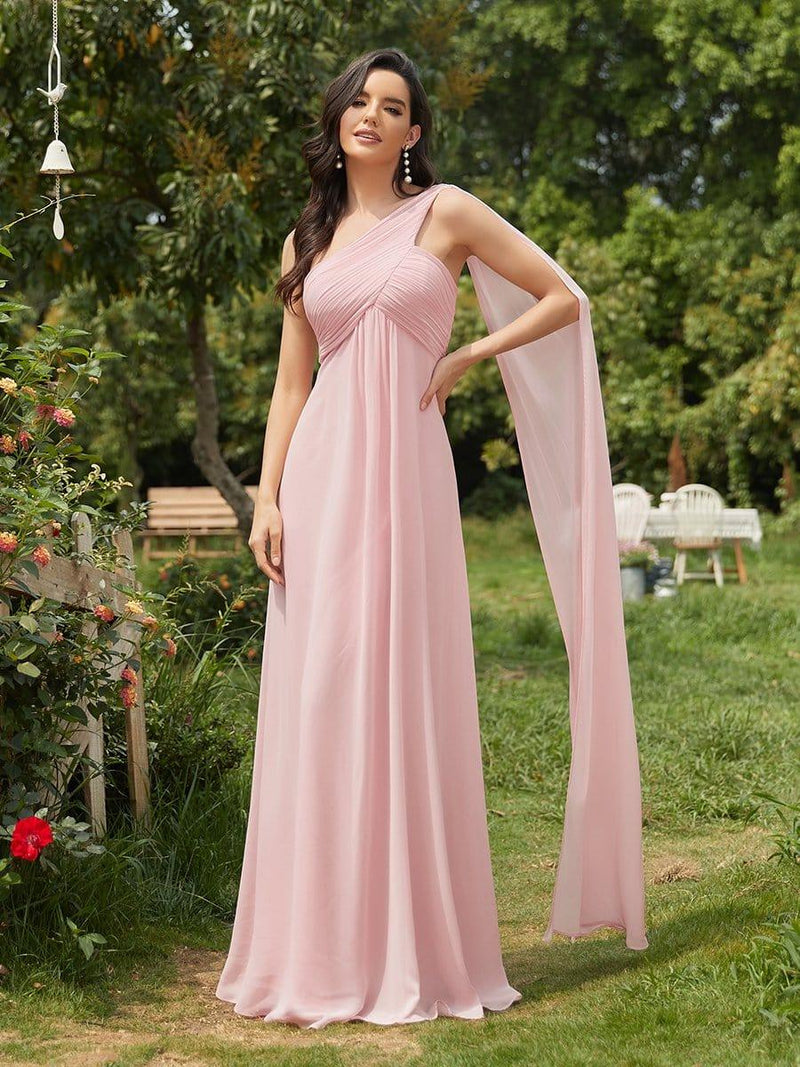 Kelsey White Ruched One-Shoulder Maxi Dress - Elegant Evening Gown