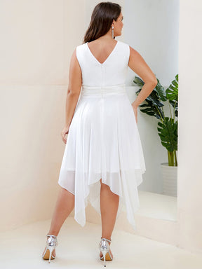 Plus Size Double V Neck Ruched-Waist Midi Chiffon Bridesmaid Dress
