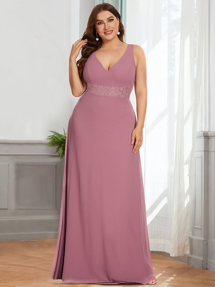Backless Lace A-Line Chiffon Bridesmaid Dress #Color_Purple Orchid