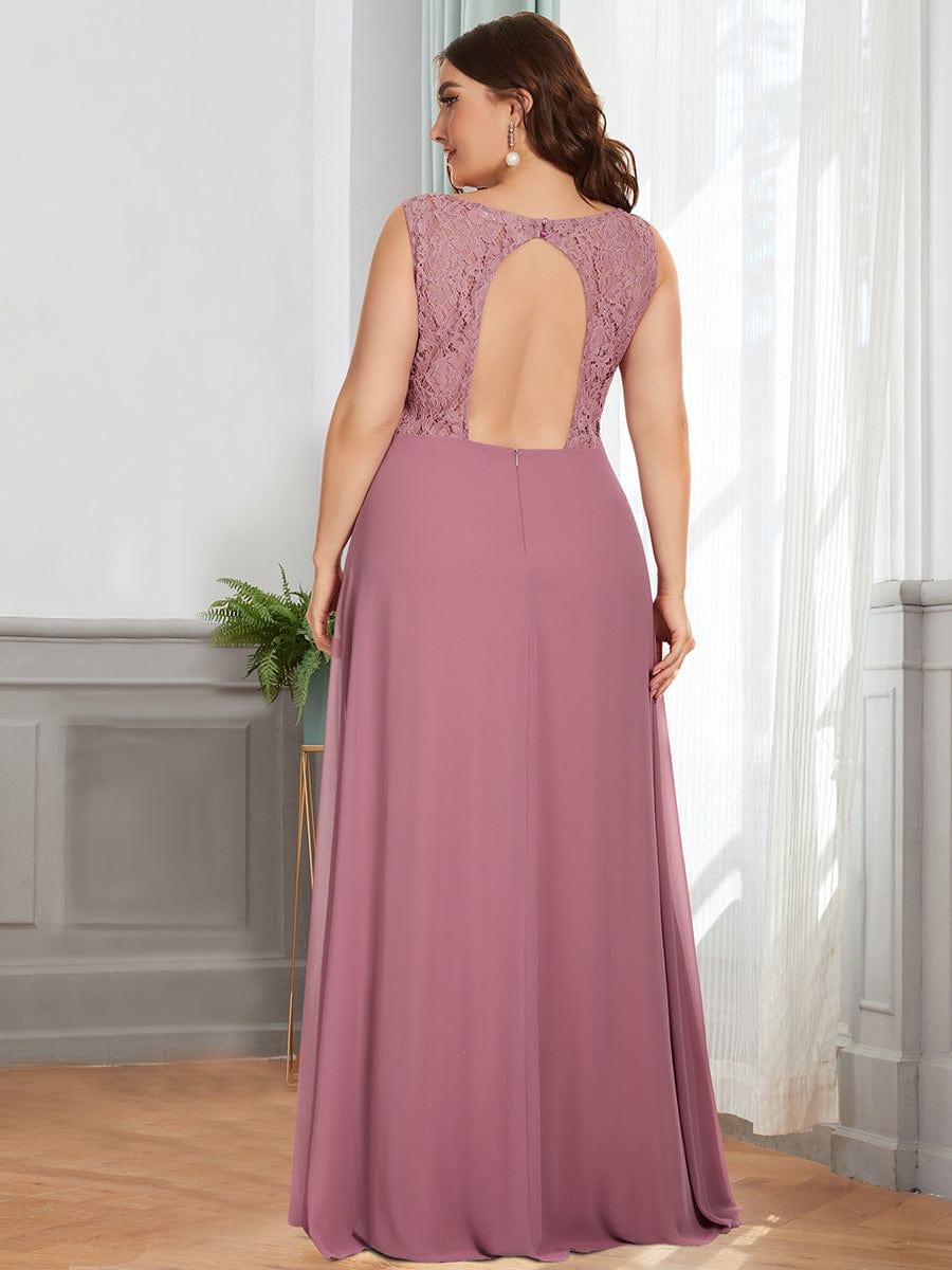 Backless Lace A-Line Chiffon Bridesmaid Dress #Color_Purple Orchid